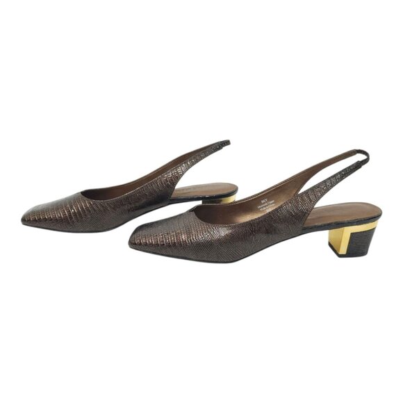 J.Renee Brown Slingback Heels with Gold Accent - Picture 12 of 13